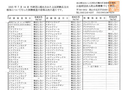 2025年　桃　試験結果