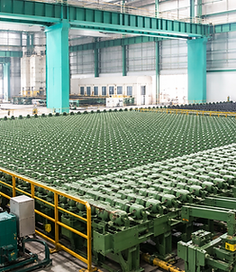 Industrial conveyor system in vibrant factory