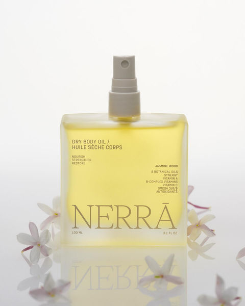 Nerra body oil with jasmine flowers