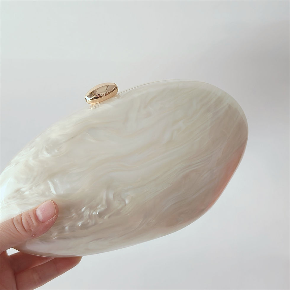 Thumbnail: Luxury Marble Beige Acrylic Evening Clutch | Elegant Pearl Shell Handbag