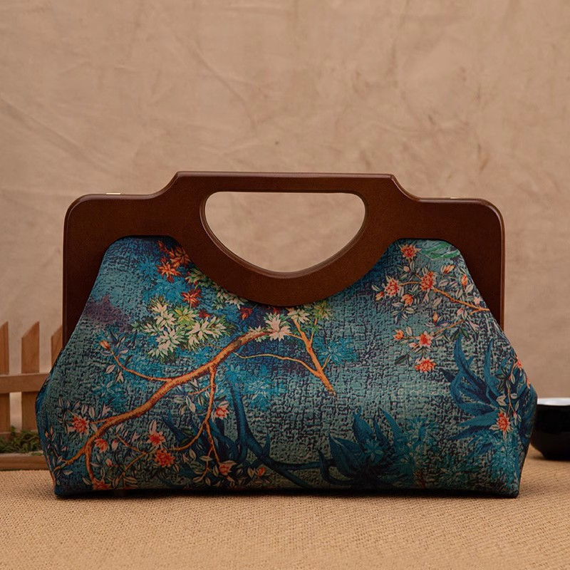 Thumbnail: Floral Bag with Wooden Handle