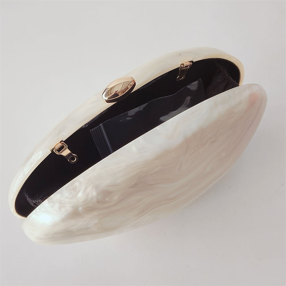 Thumbnail: Luxury Marble Beige Acrylic Evening Clutch | Elegant Pearl Shell Handbag
