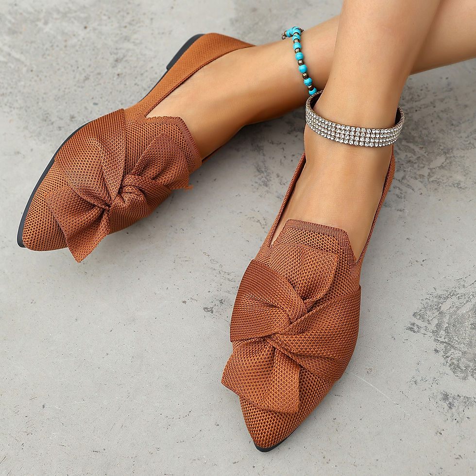 Thumbnail: Chic Knit Pointed-Toe Flats – Comfortable Breathable Slip-On Loafers