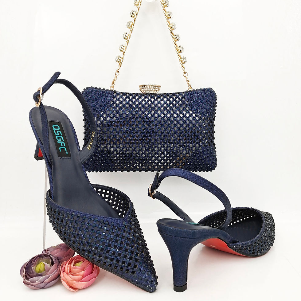 Thumbnail: Luxury Rhinestone Evening Shoes & Clutch Set – Sparkling Silver Party Pumps