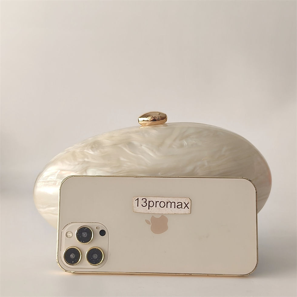 Thumbnail: Luxury Marble Beige Acrylic Evening Clutch | Elegant Pearl Shell Handbag