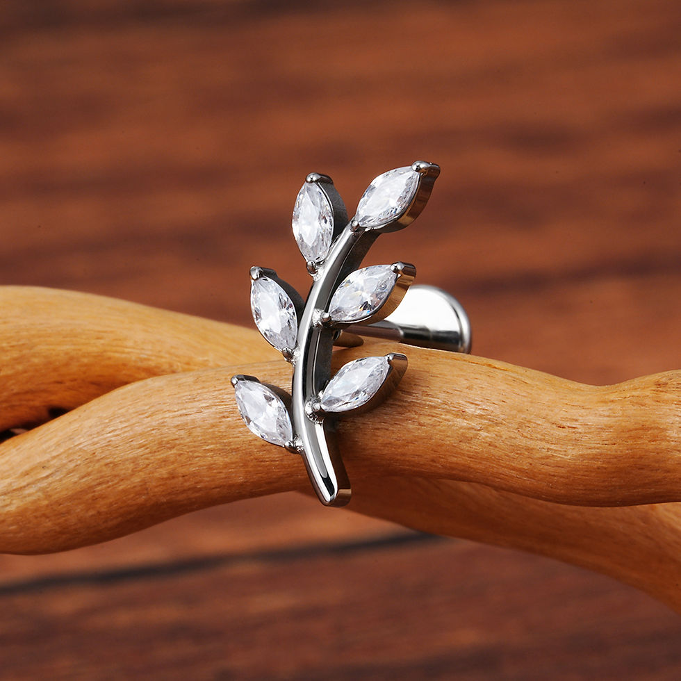 Thumbnail: Titanium CZ Leaf Earrings