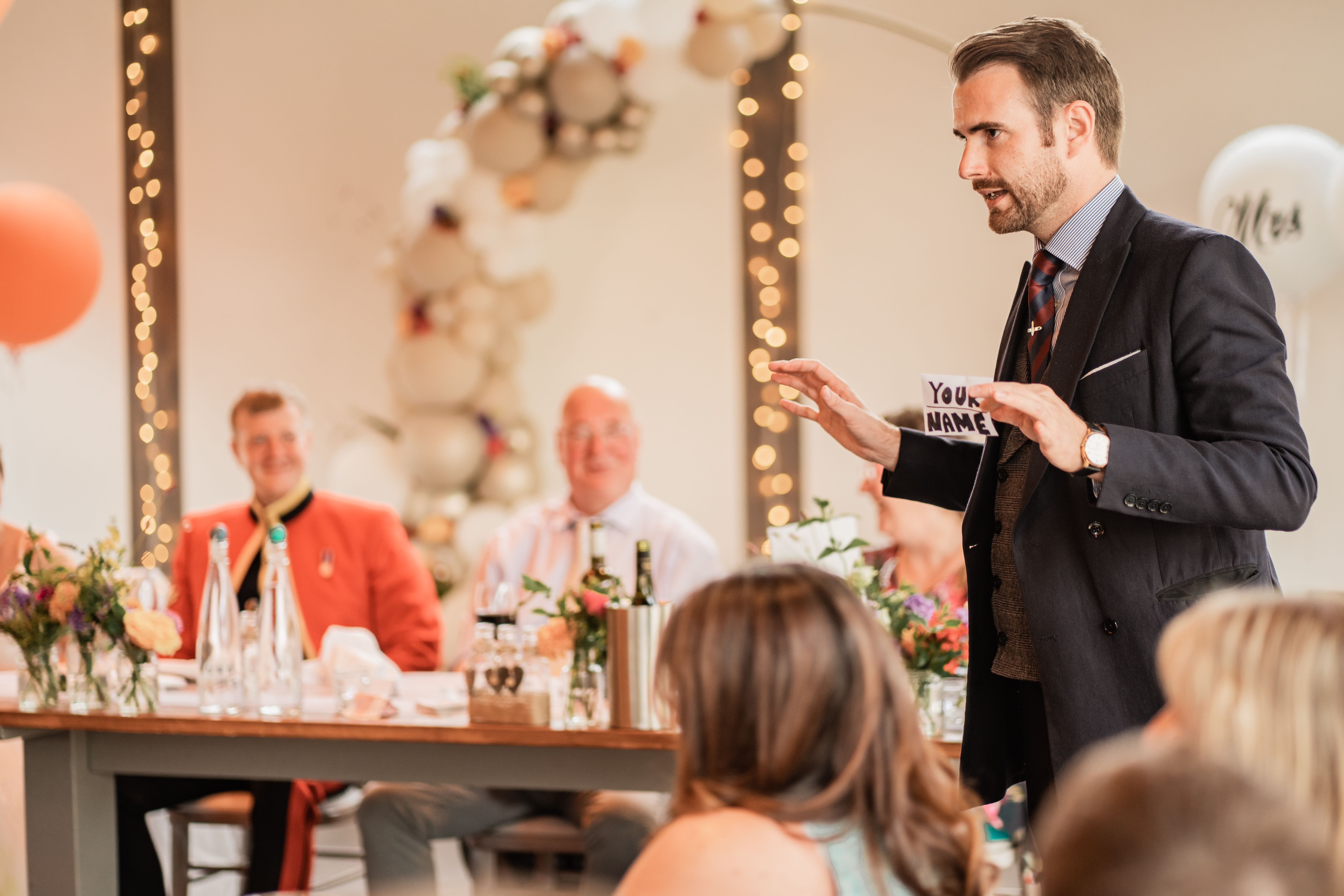 Richard Jones entertaining wedding guests