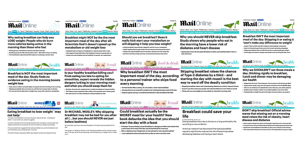 Breakfast confusion in mainstream media