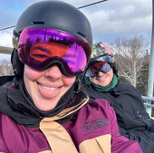Bonnie and Jon of Mars and The Moon Films in Maine snowboarding