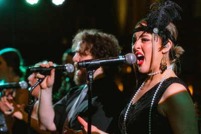 A live band performing inside The Portland Masonic in Portland, Maine