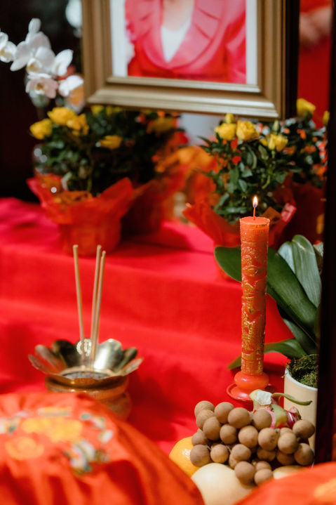 Alter set up for a tea ceremony at a home in Connecticut.