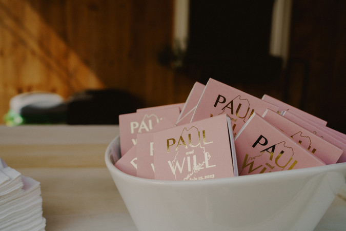 custom matches at wedding cocktail hour in Maine