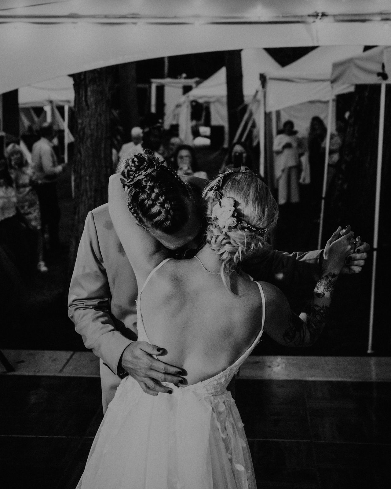 photojournalistic wedding photography of bride and groom first dance in New Hampshire
