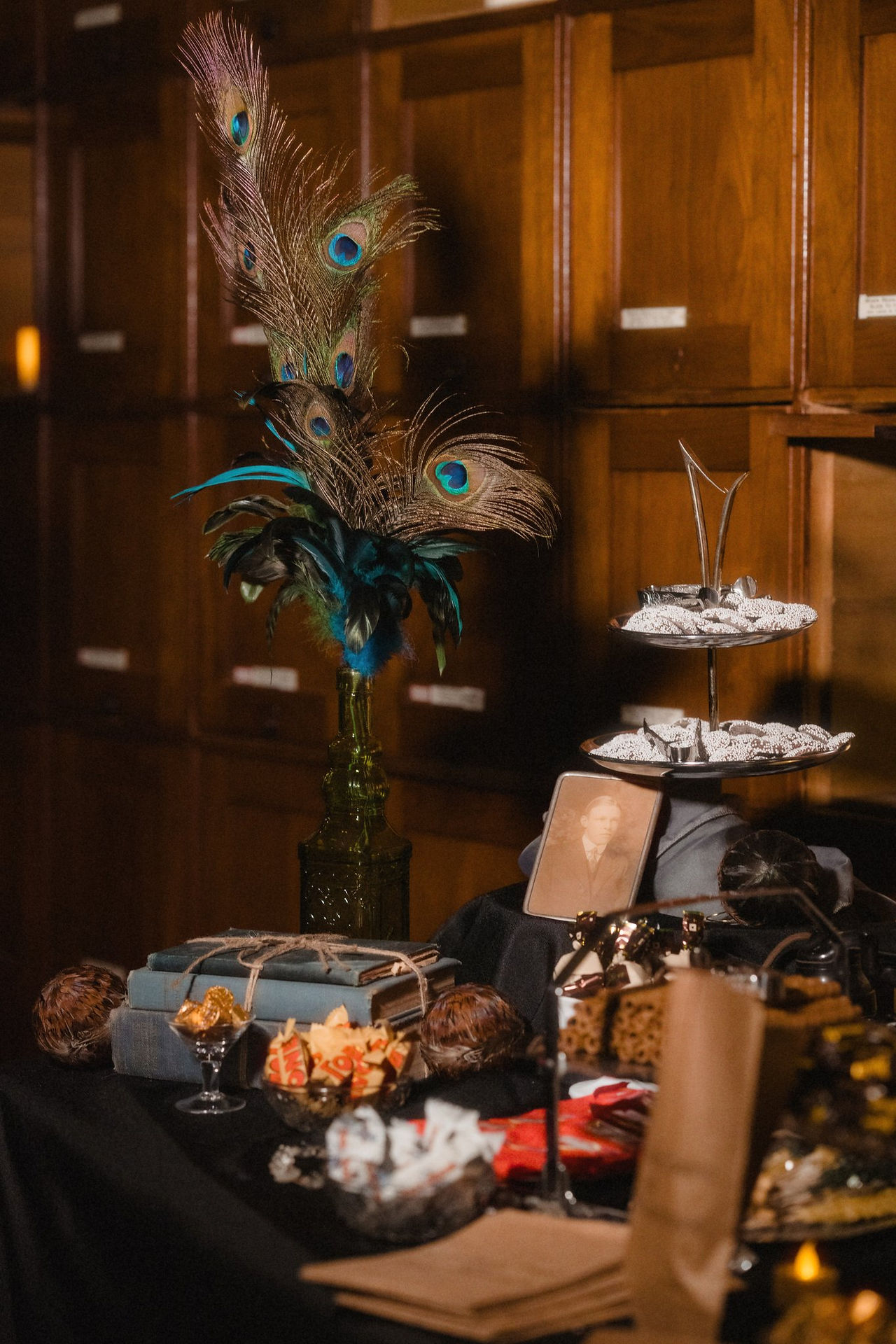 A candy charcuterie set up on a table in Portland, Maine