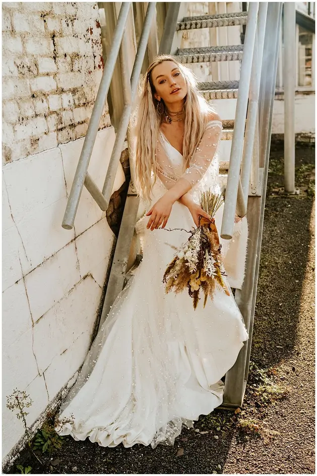 Shikoba at 1840 Bridal Isle of Wight, wedding dresses, gowns, separates - Amara dress & Chloe overlay.