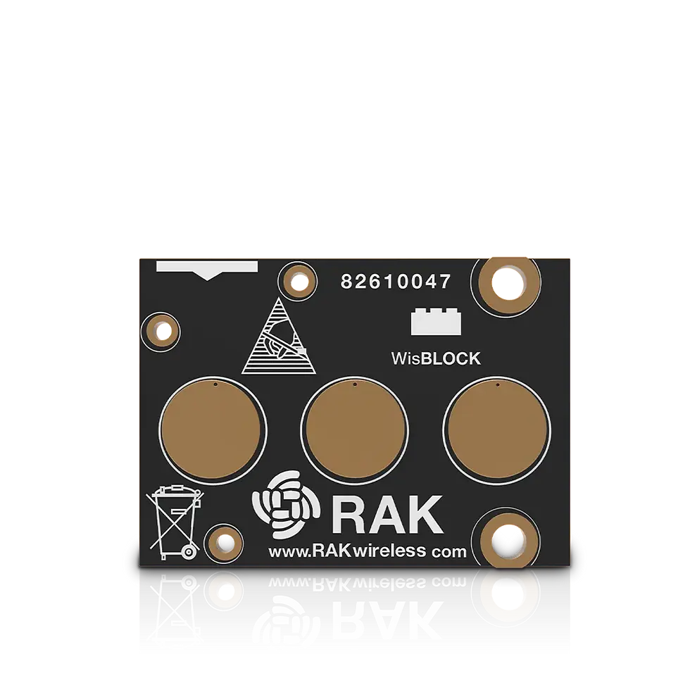 Front of RAK14002 WisBlock Touch Pad Module showing three touch areas.