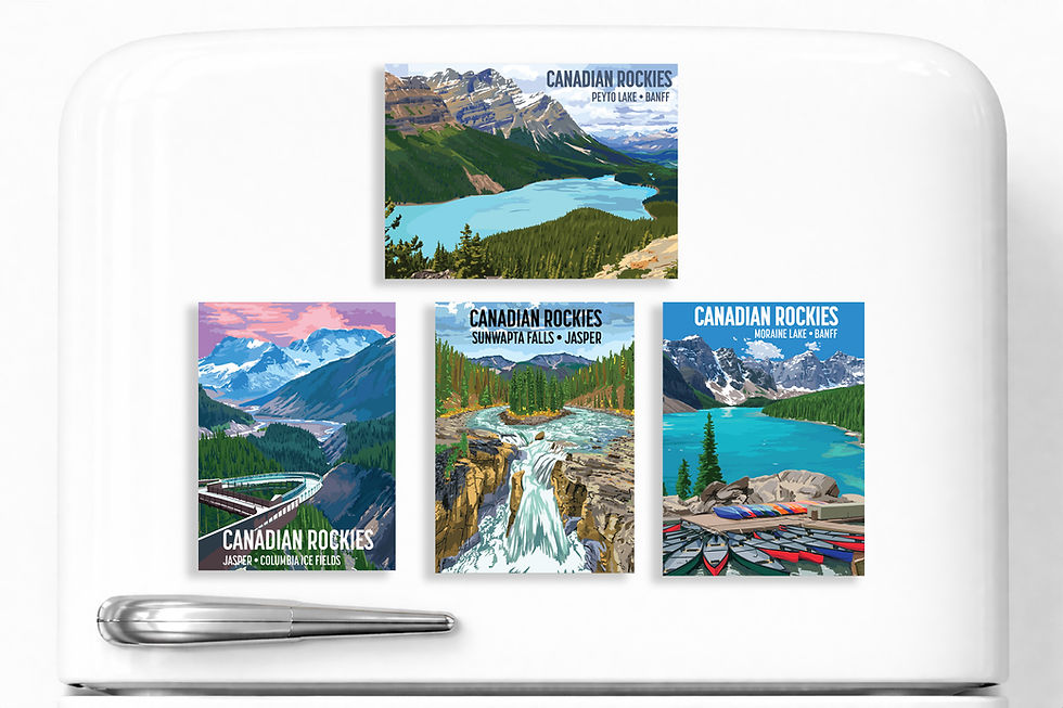 Thumbnail: Canadian Rockies Wood Magnet – Jasper & Columbia Icefields