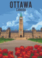 Ottawa Canada wood magnet featuring Parliament Hill and iconic government architecture