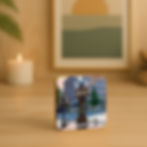 Vancouver Gastown cork coaster with Steam Clock and autumn leaves