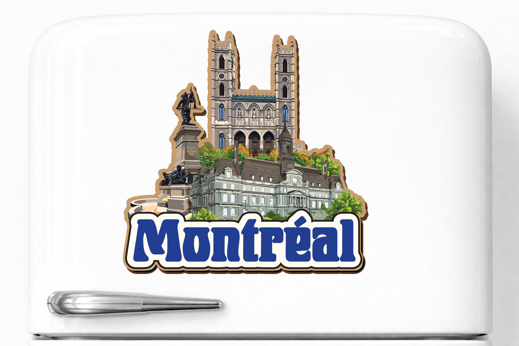 Montréal Laser-Cut 2-D Wood Magnet – Historic Old Montréal Landmark Design