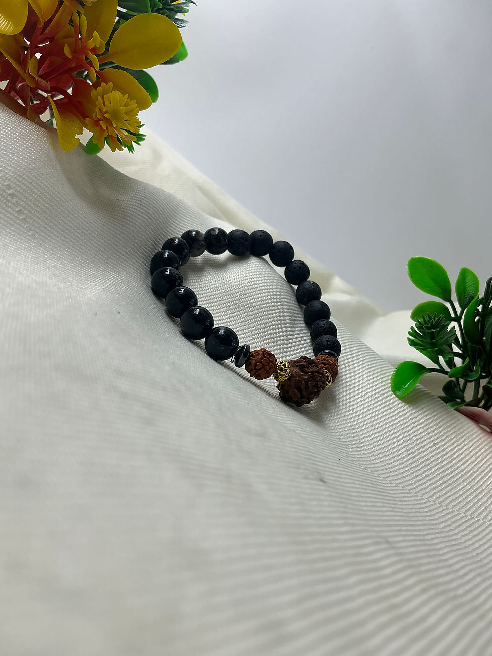 Thumbnail: Capricorn crystal bracelet with black tourmaline, garnet and smoky quartz for protection and manifestation energy