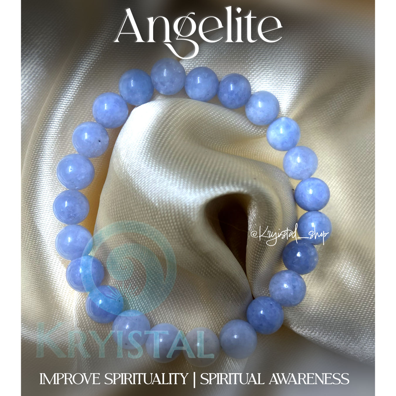 Angelite Crystal Bracelet (Energy Balance & Protection)