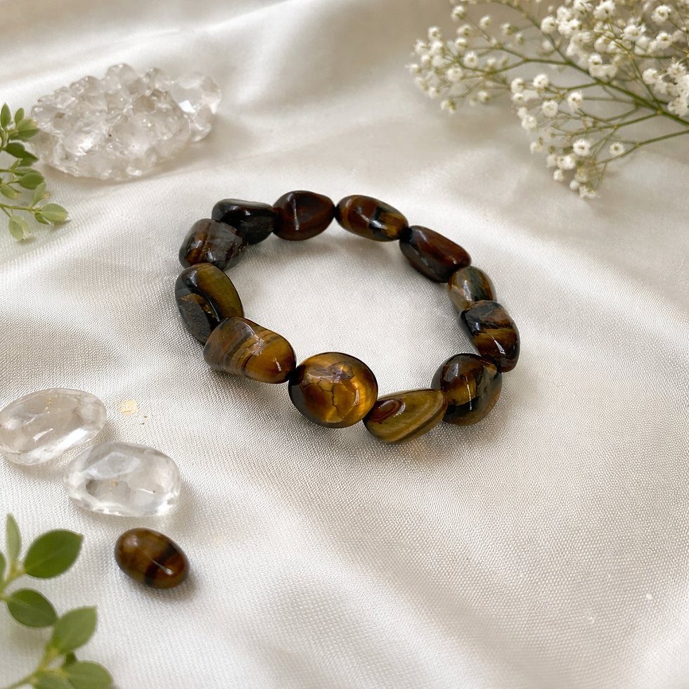 Tiger Eye Tumble Bracelet natural crystal for protection, confidence, and manifestation energy