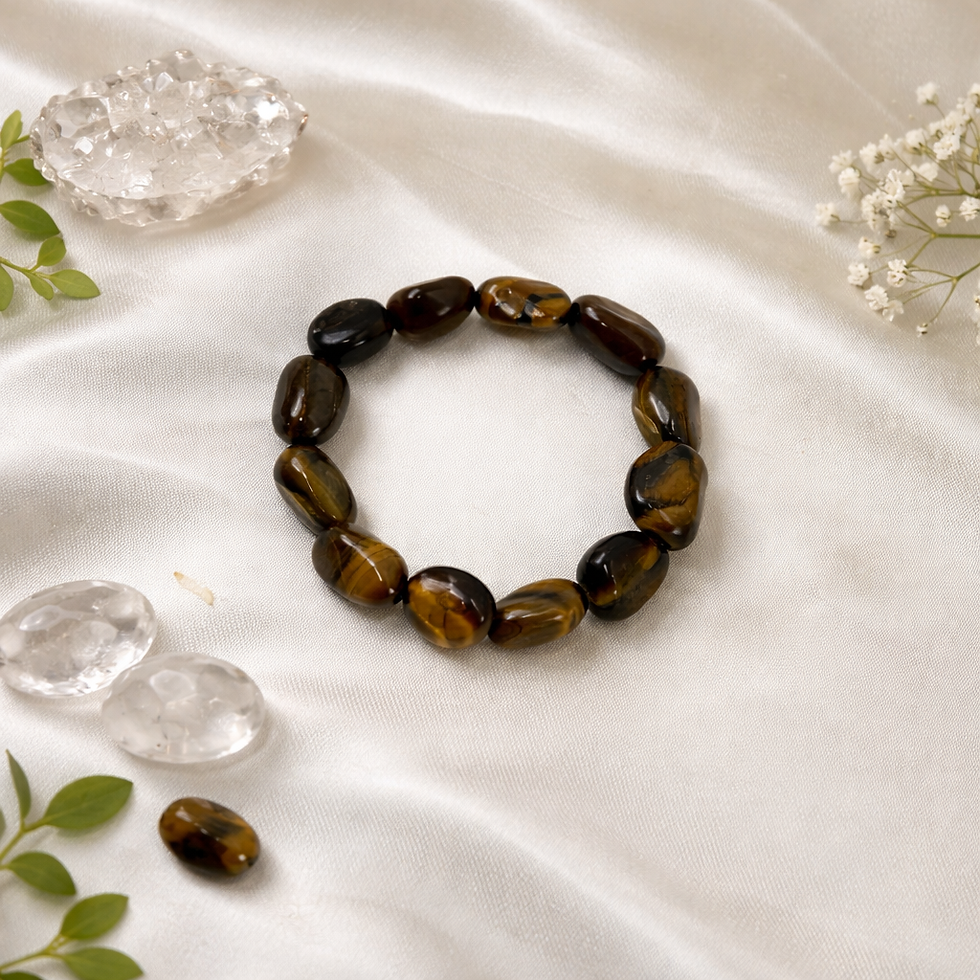 Tiger Eye Tumble Bracelet natural crystal for protection, confidence, and manifestation energy
