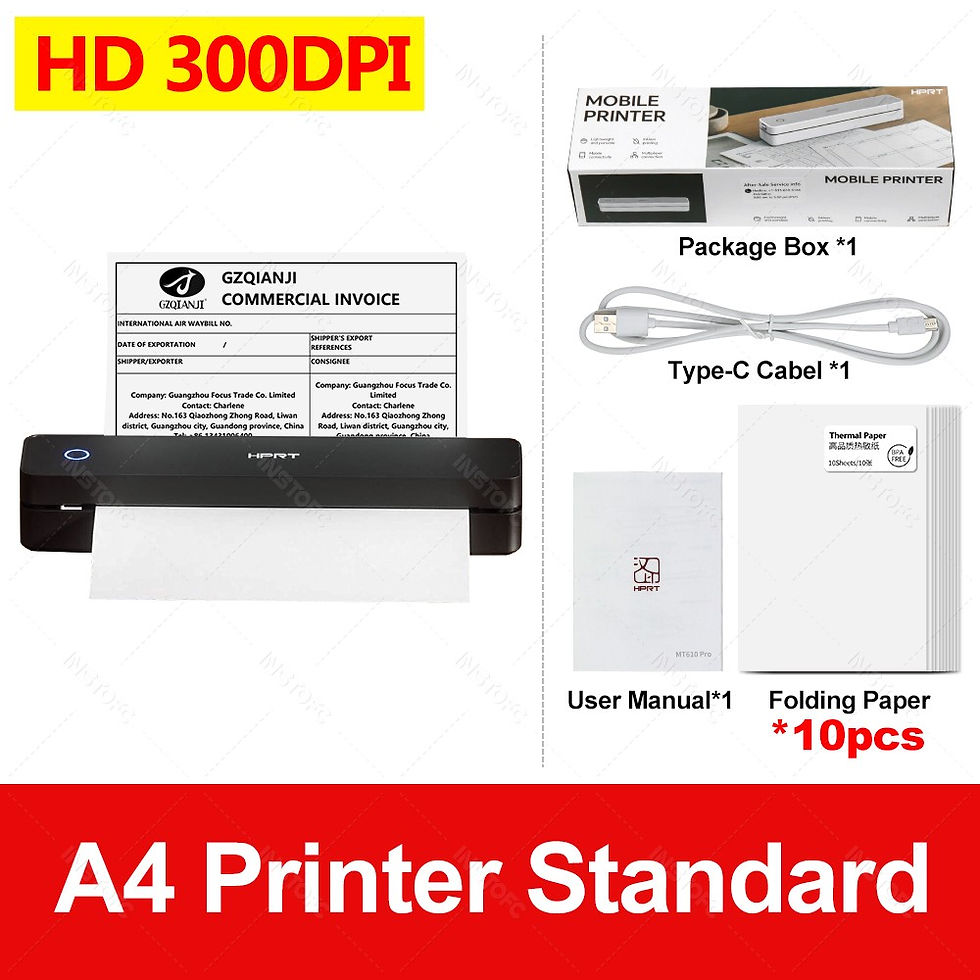 Thumbnail: 300DPI / 200DPI HPRT A4 Portable Thermal Printer MT610-Pro Bluetooth & USB Conne