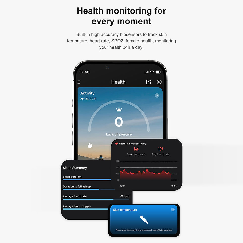 Thumbnail: R09 Smart Ring 5ATM Waterproof Temperature Sport Health Ring Heart Rate Blood Ox