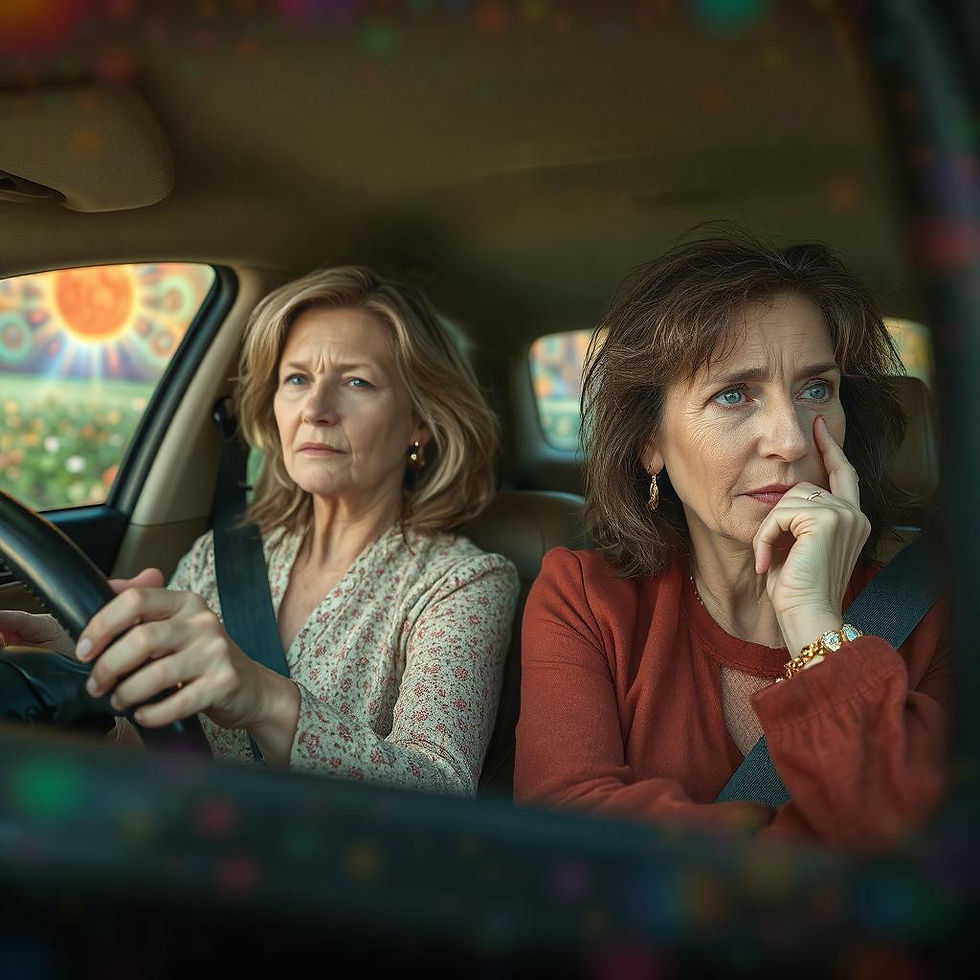 Two Women Sitting In  a Car
