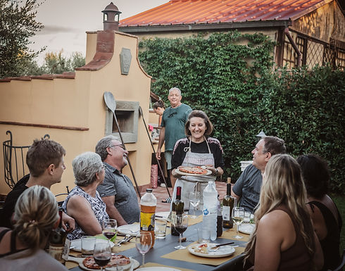 Pizza party at the villa