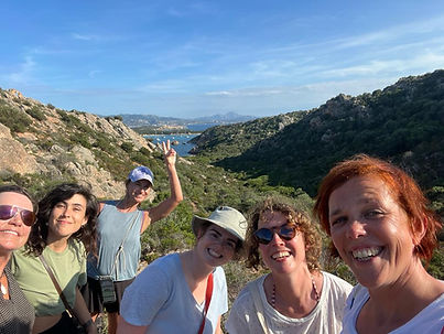 Guests hiking on a retreat
