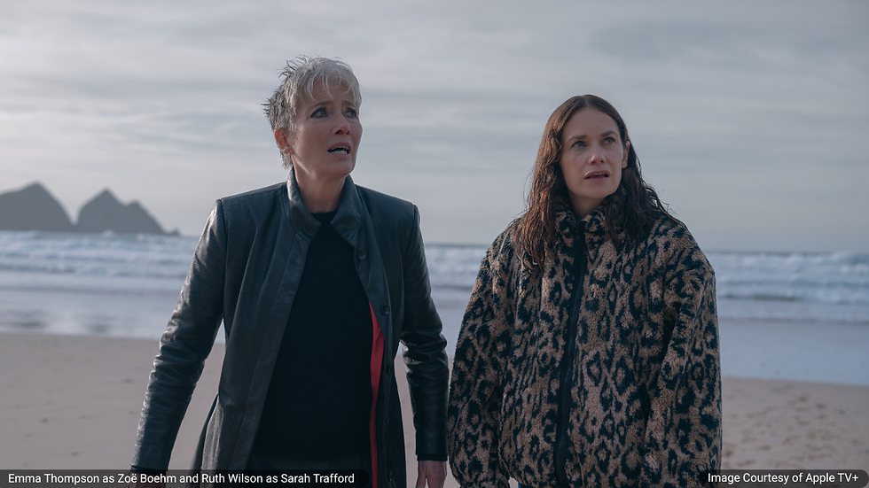 Emma Thompson as Zoë Boehm and Ruth Wilson as Sarah Trafford in Down Cemetery Road: Image Courtesy of Apple TV+