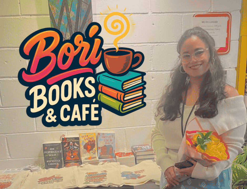Rafiana Martinez, founder of Borí Books & Café, during a public pop-up event. Image courtesy of Borí Books & Café.