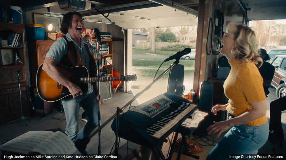 Hugh Jackman as Mike Sardina and Kate Hudson as Claire Sardina in Song Sung Blue: Image Courtesy of Focus Features