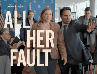 (L to R) Jake Lacy as Peter, Sarah Snook as Marissa, Michael Peña as Detective Alcaras: Courtesy of Sarah Enticknap/Peacock