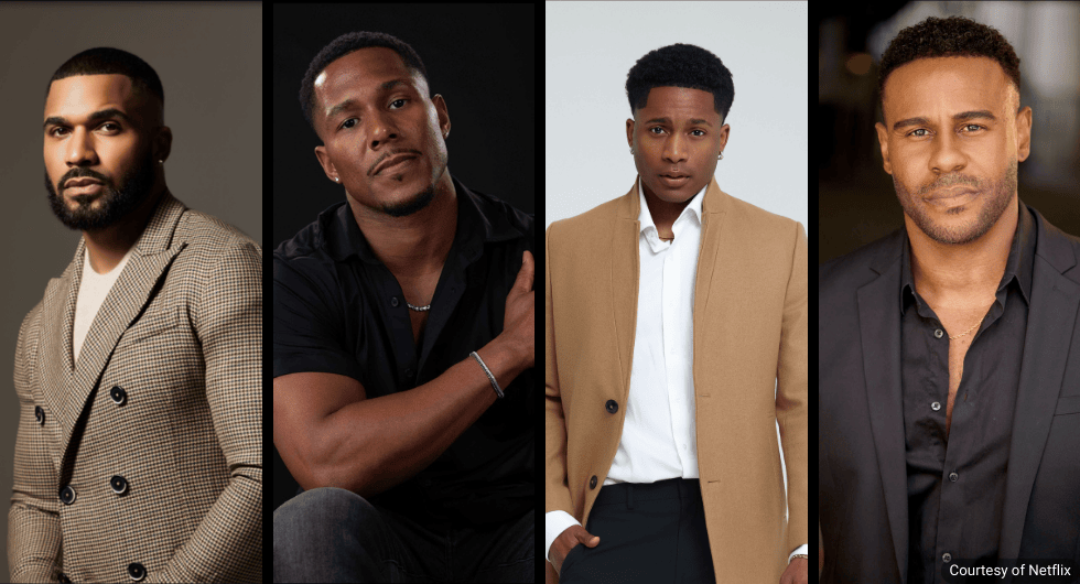 A horizontal grid of four headshots featuring Tyler Lepley, Mike Merrill, Da’Vinchi, and Eltony Williams from Where There’s Smoke.