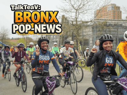 Cyclists from Black Girls Do Bike NYC and Gotham Bike Club ride together on the Bronx River Greenway.