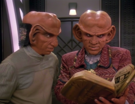 Max Grodénchik as Rom and Armin Shimerman as Quark in Star Trek: Deep Space Nine 1993: Image Courtesy of Paramount