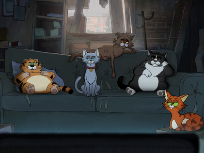 Image of the animated cat characters for Alley Cats on Netflix