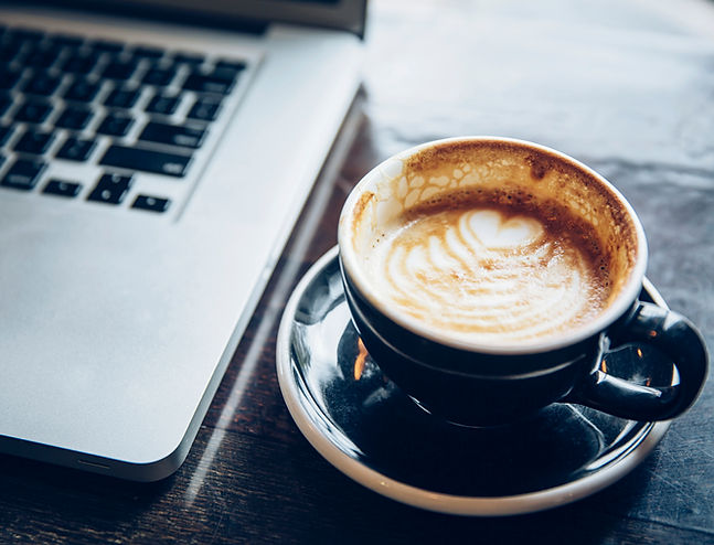 laptop and cappuccino