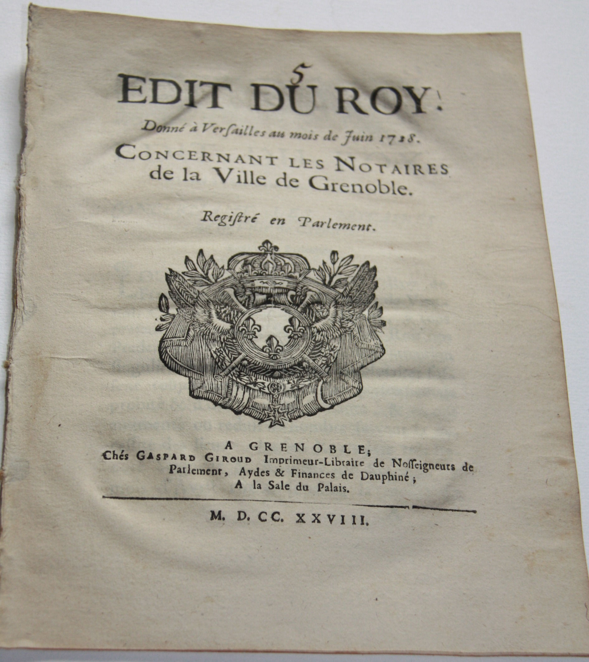 Les notaires à Grenoble 1728