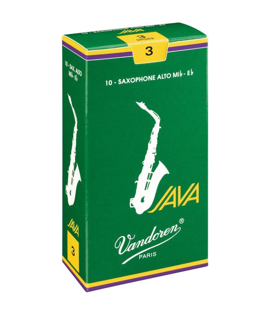 Caja De 10 UND Caña Vandoren Saxo Alto Java Verde #2 1/2 y #3