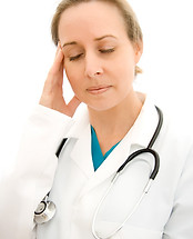 a stressed out female doctor
