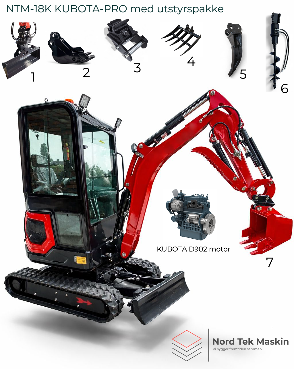 NTM-18K KUBOTA-PRO MINIGRAVER MED UTSTYRSPAKKE – produktbilde