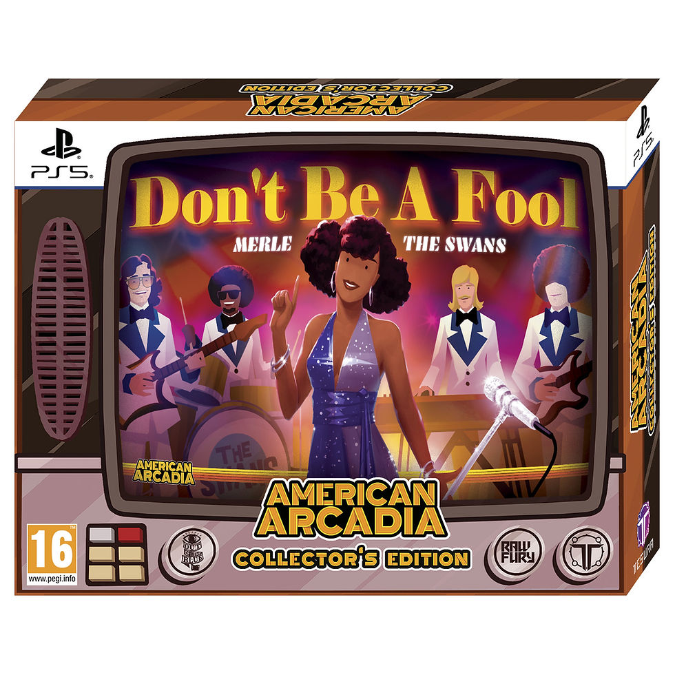 American Arcade Nintendo PS5 Collector's Edition female character with tv screen on background