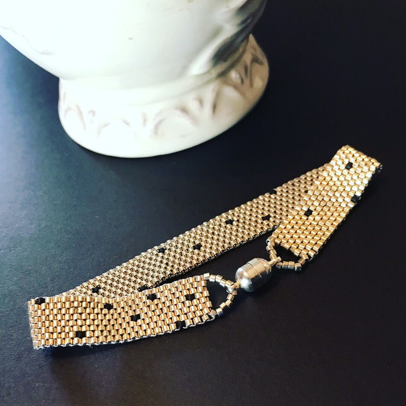 Pewter with black speckles bracelet
