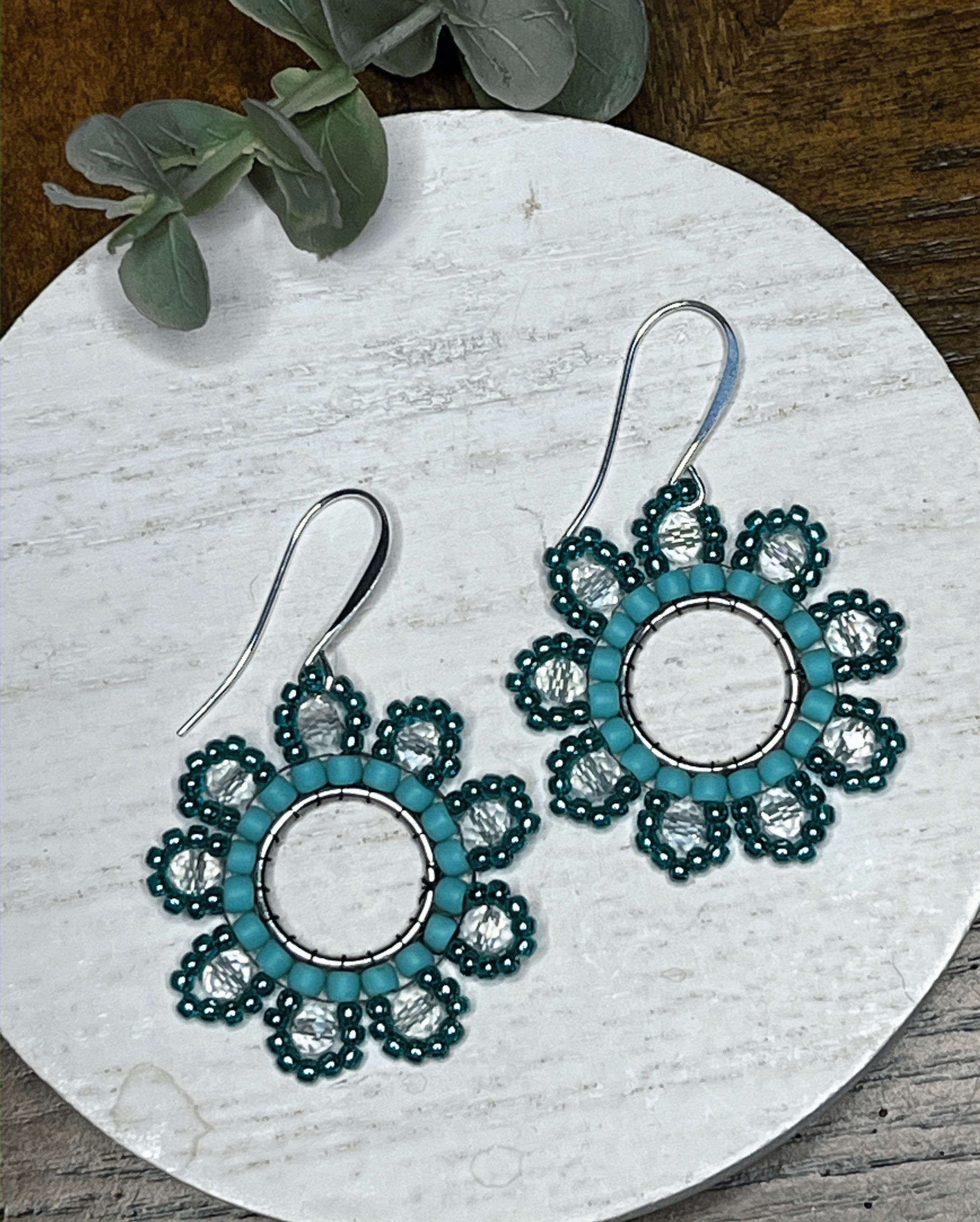 Ocean Bloom Beaded Hoop Earrings