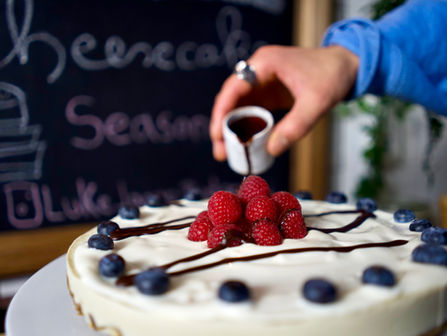 Veganer Mango-Vanille Cheesecake